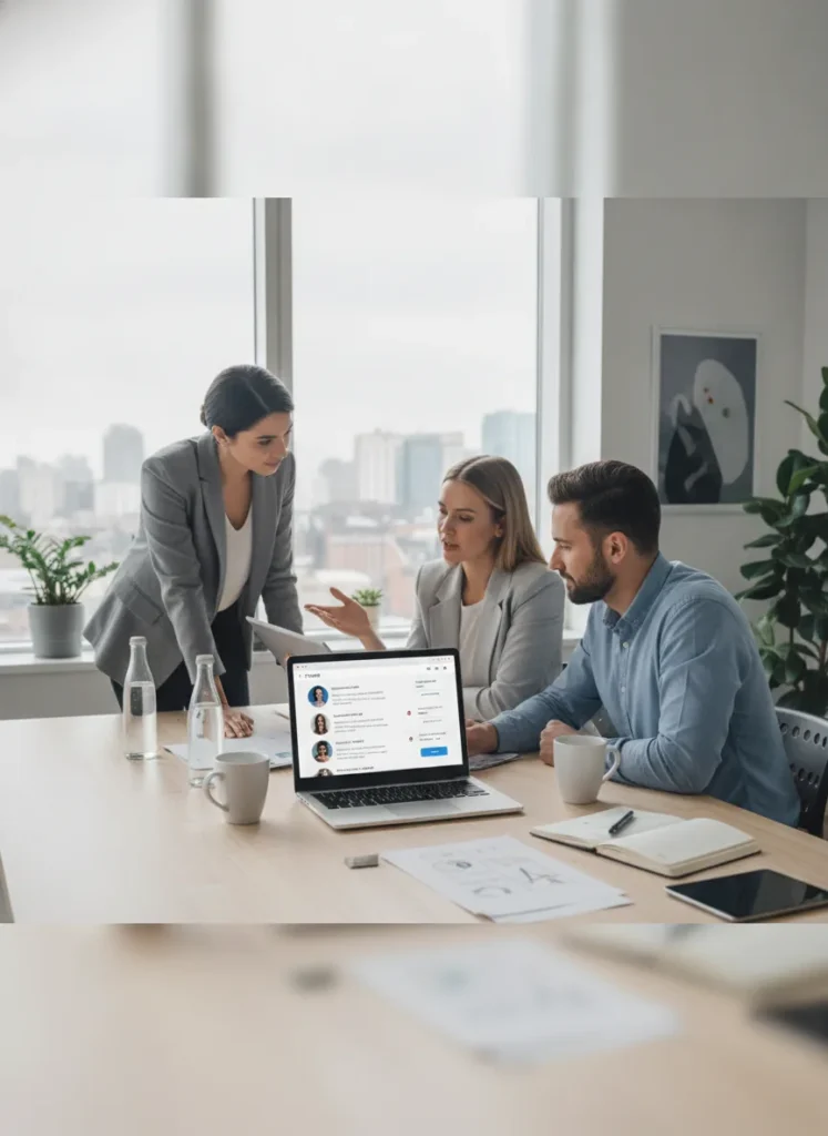 Professional real photo of a modern online community